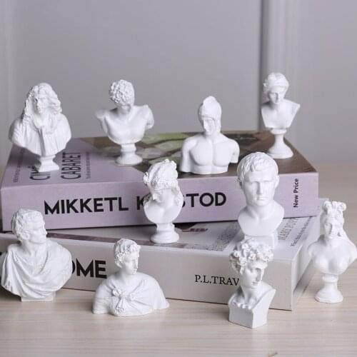 10PCS/SET Sketch Head Statue Gypsum Bust Mini Statue Gypsum Sketch Line Drawing Teaching Aids G1743