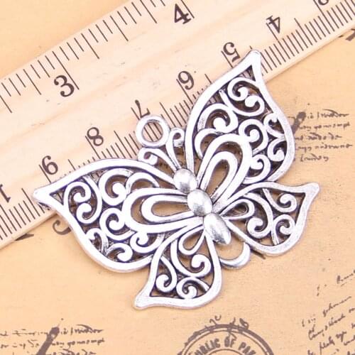 4pcs Charms hollow butterfly 35x50mm Antique Pendants,Vintage Tibetan Silver Jewelry,DIY for bracelet necklace