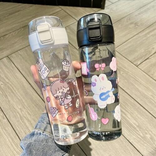 450/530 ML Water Bottles 15/18 Oz Water Cup Girls Students Male Plastic Drop-resistant with Tea Summer Water Bottle Sports Water