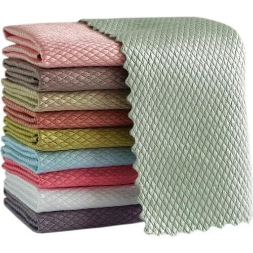5Pcs Dish Washing Cloth, Kitchen Towel Rag for Glass Mirror, Housework Cleaning Cloth Non-linting Absorbent Towel To Oil Cloth