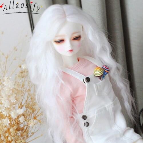Allaosify 2020 Newest 1/3 1/4 1/6 1/8 1/12 Bjd Wig High Temperature Long Curly Fashion Dolls Wig Free Shipping
