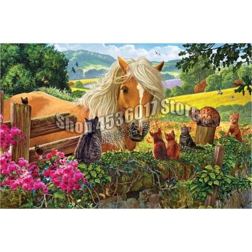 Horses & cats DIY 5D Diamond Embroidery Resin Diamond Mosaic Home Decor cartoon animals full Diamond Painting Cross Stitch Kits