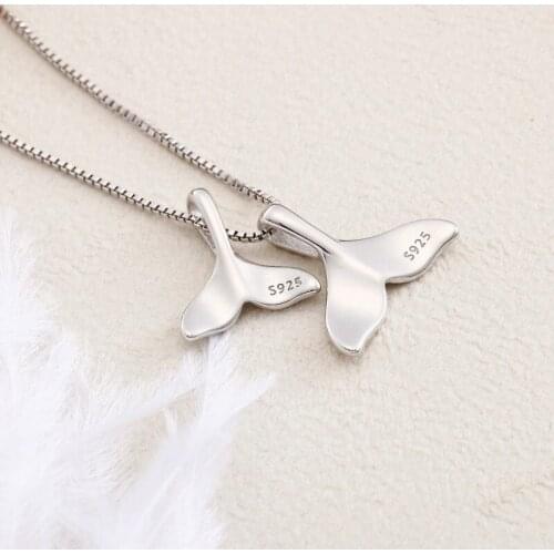 Charm Vintage Animal Wedding Necklace Unique Female Mermaid Tail Pendant Necklace 925 Sterling Silver Chain Necklaces For Women