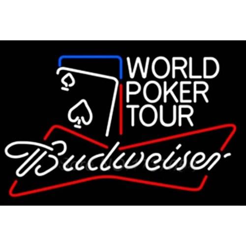 Budweiser World Poker Tour Custom Handmade Real Glass Tube Beer Bar PUB KTV Store Advertise Decoration Display Neon Signs 19X15"