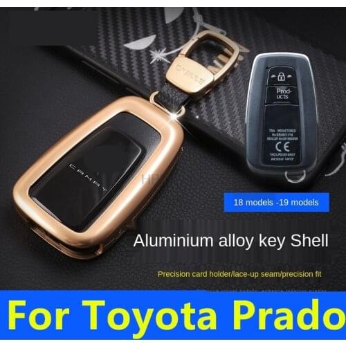 For Toyota Land Cruiser Prado 2010-2020 Car Key Cover Zinc Alloy+Leather Case Bag Keychain Skin Set Car accessories Interior
