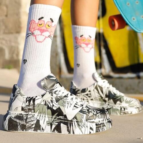 Chekich Women & Men Shoes Black and White Pattern Non Leather Unisex Sneakers Lace Up Printed Summer Autumn Seasons Skateboard Couples Lovers Light Casual Big Sizes Breathable Odorless Adult New Hot Sale CH255 Women V8