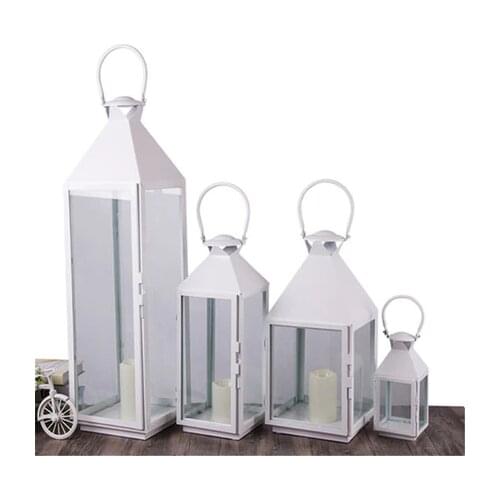 European style wrought iron retro garden light candle holder windproof floor large model room soft decorative lantern decoration