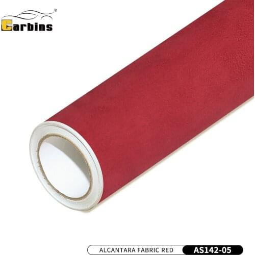 CARBINS Red Fabric With Self Adhesive Air Bubble Free Comfortable Flannel Film For Car Internal