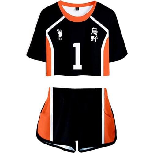 Haikyuu Cosplay Costume Hinata Shoyo Shirt Shorts Nishinoya Yuu Uniform Sports Karasuno Koukou High School Volleyball Club Women