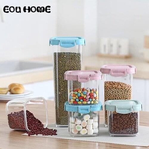 Wheat Straw Storage Box Whole Grains Sealed Cans Covered Dry Cargo Container Tank Convenient Food Storage Transparent Crisper