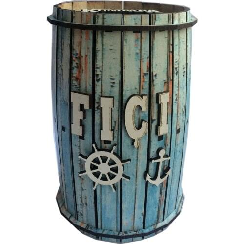 Barrel Money Box Piggy Bank Handmade Barrel Wood Safe Money Bank Old Blue