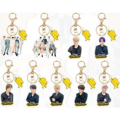 KPOP Keychain Lanyard Bangtan Boys Name Key Ring Kook V SUGA JIMIN JHOPE RM Butter New Album Pendant Bulletproof