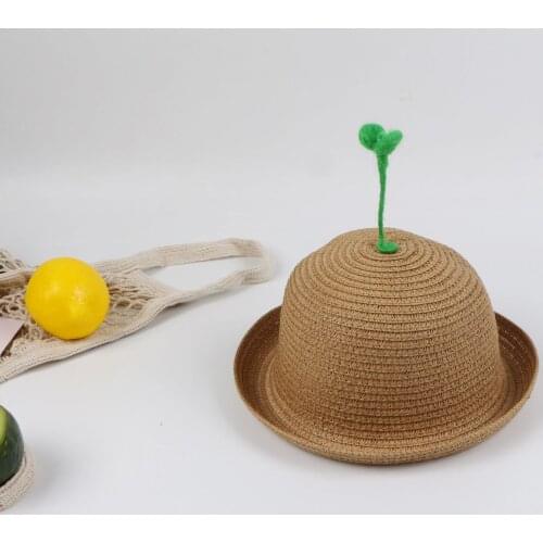 Cute Summer Straw Hat For Kids Outdoor Sun Hat For Baby Girl Boy Beach Cap sun block UV protection Panama hat bone