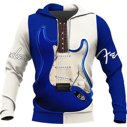 Fashion mens and womens fashion casual Sweatshirt electric guitar 3D full pressure zipper Hoodie autumn and winter Harajuku ca
