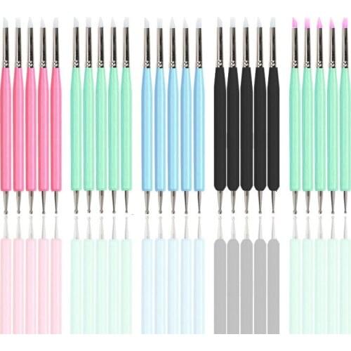 5 Pcs Set Clay Sculpture Tools Nail Art Acrylic Rod Silicone Dots Double-ended Pen Clay Tool Fingerprint Touch-up Pen Set Tools