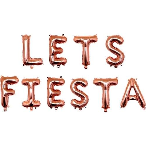 FIESTA Letter Aluminum Balloon Set Gold Rose Gold Mexican Spanish Carnival Party Carnival Alphabet Decoration Balloons