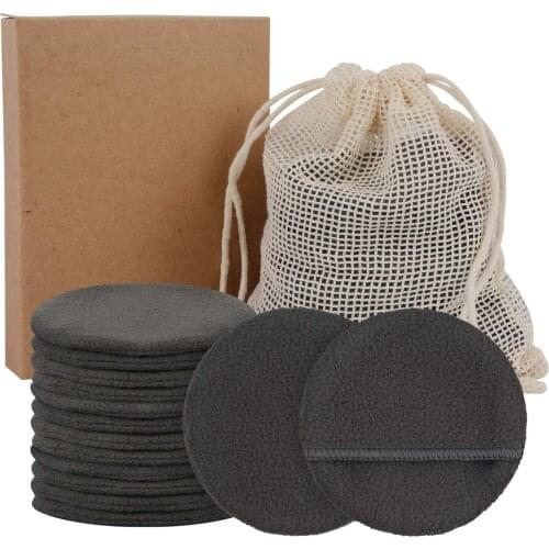 Makeup Remover Pads Reusable 4-Layer 8cm 14 Pack Washable Natural Organic Bamboo Cotton Round Pad Face Cleansing Pads Wipe