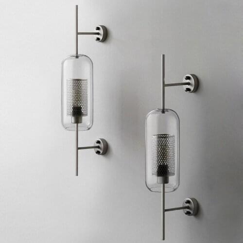 2019 NEW Modern retro simple creative bedroom restaurant study lamp loft glass iron wall lamp