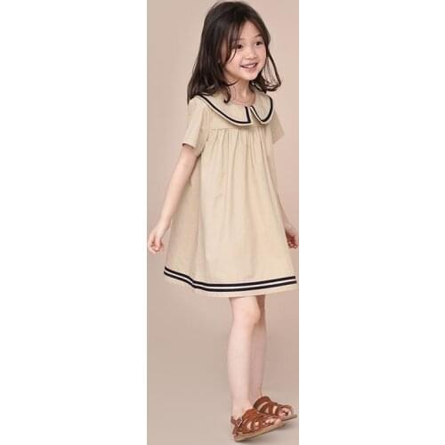 Girls' Dress Childrens Clothing Spring and Summer New Teens Babies Cotton Short-Sleeved Korean Style Dress Versatile Skirt