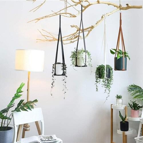 Flowerpot Base Faux Leather Container Plant Tray Hanger Wall Decoration Flower Household Ornament Decor