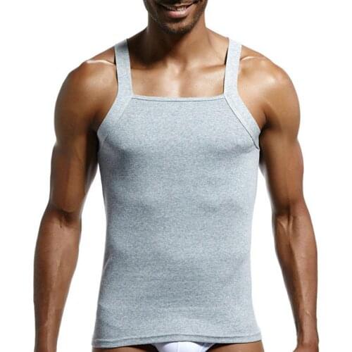 Casual Men Solid Color Sleeveless Slim Vest Breathable Fitness Cotton Tank Top