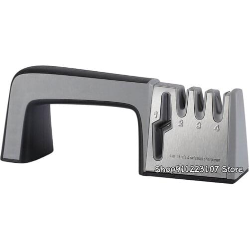 Professional Knife Sharpener 4 in 1 Multipurpose Stainless Steel Diamond Kitchen Manual Knife and Scissor Sharpening Stone Tools