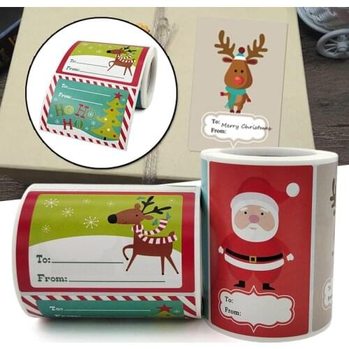 Merry Christmas Stickers Roll Colorful 250-count Stickers Round Seals Stickers For Cards Gift Envelopes Box Stickers Roll Qjy99