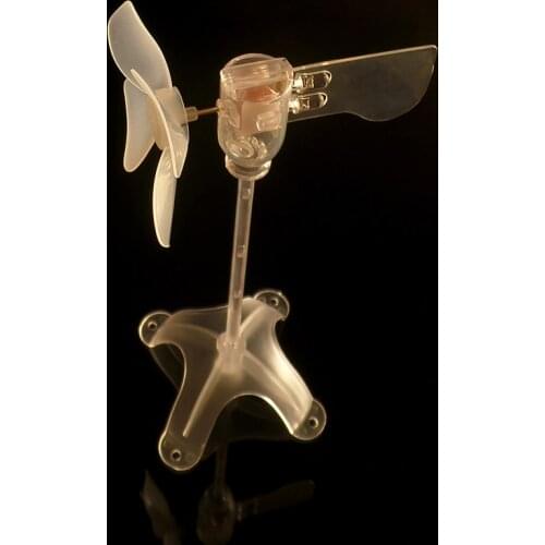 Self-luminous Mini Wind Generator with Base, Blue, Red, Green LED Windmills, 360 Degrees Rotation, Wind Power Landscape Lights