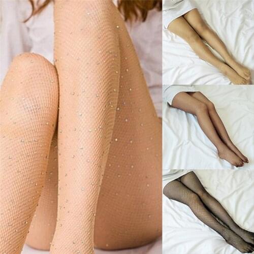 Women Stocking Rhinestone Diamond Sexy Tights Transparent Fishnet Stockings Pantyhose Diamond Party