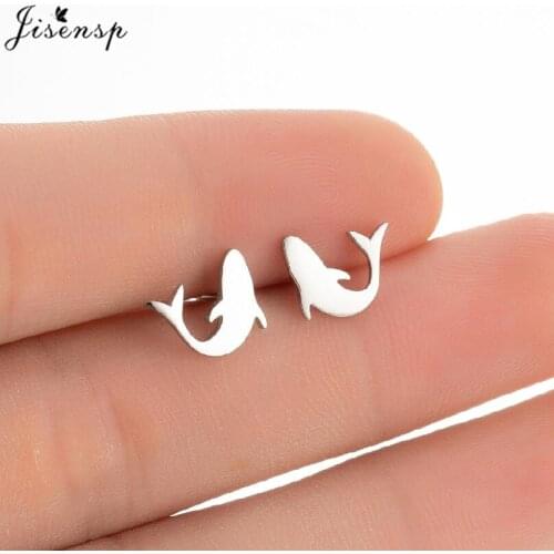 Cute Stainless Steel Shark Stud Earrings Women Jewelry Lovely Animal Earring Dolphin Seahorse Fish Ear Jewelry Friendship Gift