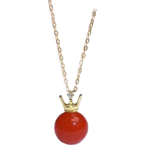Shilovem 18K yellow Gold real Natural south Red agate pendants no necklace fine plant Jewelry gift plant mymz10.5-11265nh