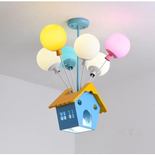 Modern Children Room Hanging Lamps Wood House Pendant Light Kid Princess Room Light Living Room Kitchen Lights Hanging Fixtures