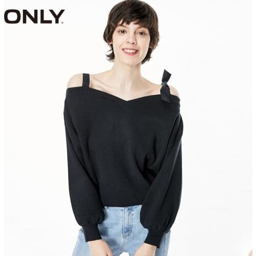 ONLY Winter New Bowknot Off-shoulder Loose Women Sweater|119324511