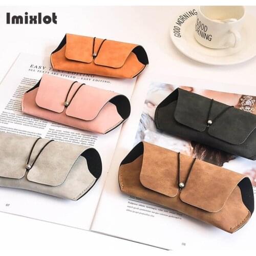 Solid Frosted PU Leather Glasses Case Sunglasses Spectacles Glasses Holder Box Eyeglasses Storage Portable Glasses Bags