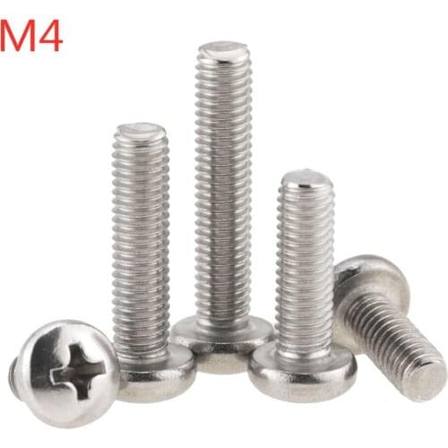 20PCS M4x3 8 10 20 30 40 50 DIN7985 GB818 304 Stainless Steel Cross Recessed Pan Head Screws Phillips Screws M4*3 M4*10 M4*50