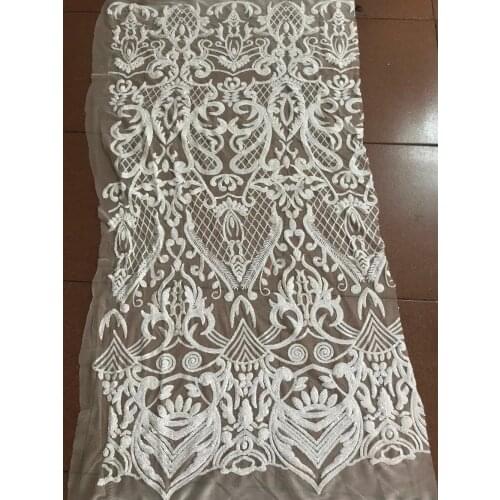 Embroidered Tulle Fabric with sequins African French Net Lace Fabric SYJ-6115 for wedding dress
