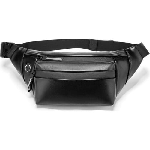 Top Quality Soft Pu Leather Waist Pack For Men 2020 New Fashion Man Waist Belt Bags Black Unisex Fanny Pack Waterproof Chest Bag