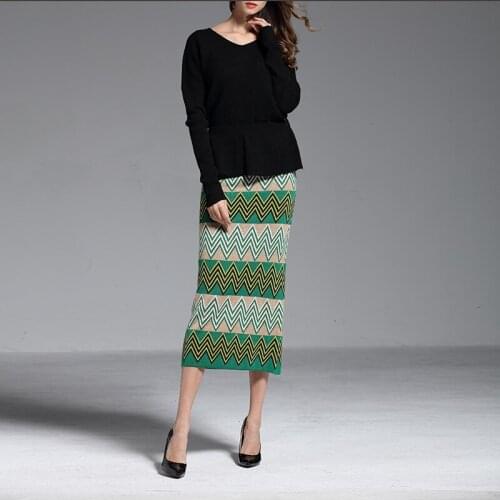 Free Shipping 2020 New Fashion Elegant Women Spring And Autumn Skirts Ladies Pencil S-XL Elastic Waist Wollen Skirts Wave Skirts