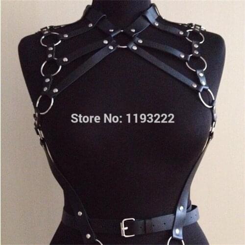 Sexy 100% Handcrafted Caged Leather Women Harness Halter Choker Underbust Waist Sculpting Straps Belts