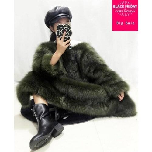 S-4XL Plus size Solid color long paragraph imitation rabbit fur coat thicker hairy warm X-long fur coat WJ1358 With pocket