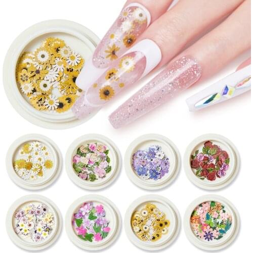 1 Box Nail Art Color Mixed Small Daisy Flower Rose Ultra-thin Wood Pulp Patch DIY Nail Art Jewelry Nail Art Decoration