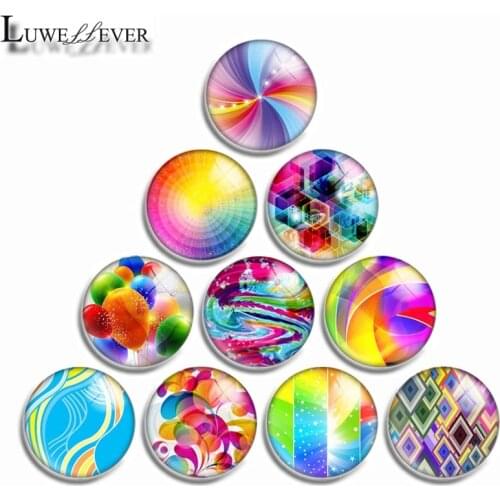 12mm 10mm 16mm 20mm 25mm 30mm 525 Rainbow Mix Round Glass Cabochon Jewelry Finding 18mm Snap Button Charm Bracelet