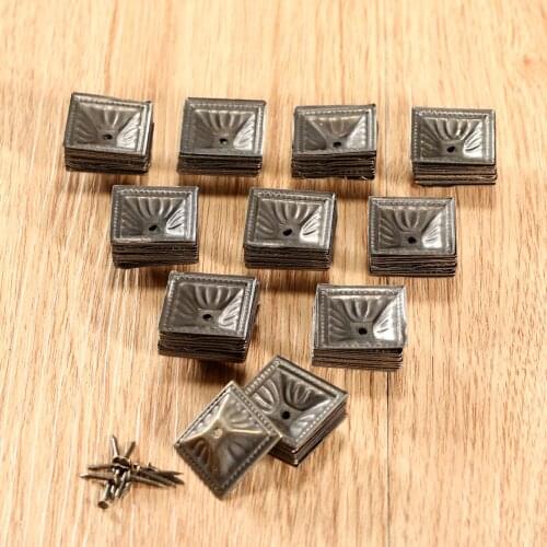 100Pcs Square Nailhead Upholstery Nails Craft Sofa Bag Jewelry Wood Box Furniture Decorative Tacks Stud Pushpin Doornail 21*21mm
