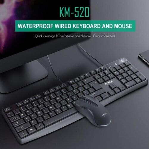 KM-520 104 Keys Universal Non-slip USB Wired Gaming Keyboard Mouse Kit for Home Game Office