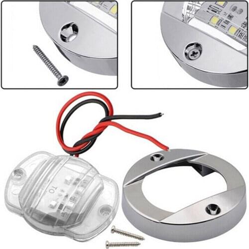 DC 12V Marine Boat Transom LED Stern Signal Light Round Stainless Steel Cold LED Tail Lamp Yacht Waterproof Accessories