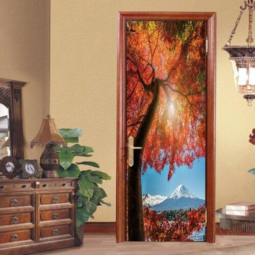 2pcs/set Creative Maple Tree Wall Door Sticker Wall Sticker Wallpaper Living Room Mural Home Decoration Home Decal YMT178