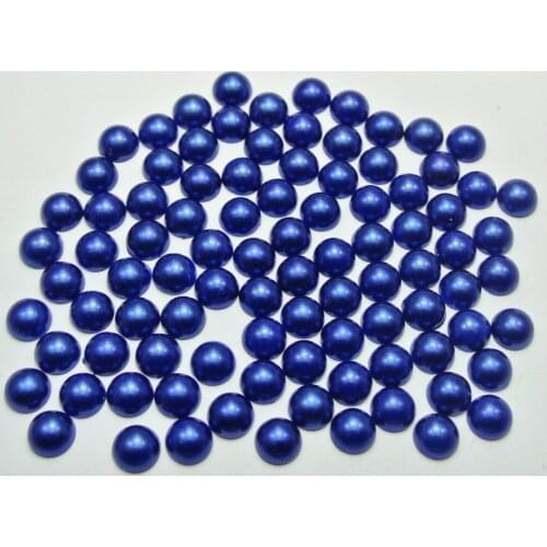 200 Royal Blue Half Pearl Bead 10mm Flat Back Round Gems Scrapbook Craft