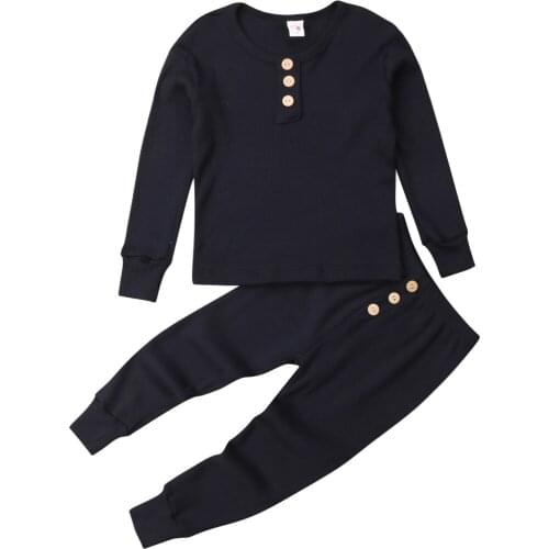 2019 Brand Fashion Kids Baby Boys Girls Long Sleeve Tops T-shirt Pants Leggings Tracksuit Outfits Set 5 Colours