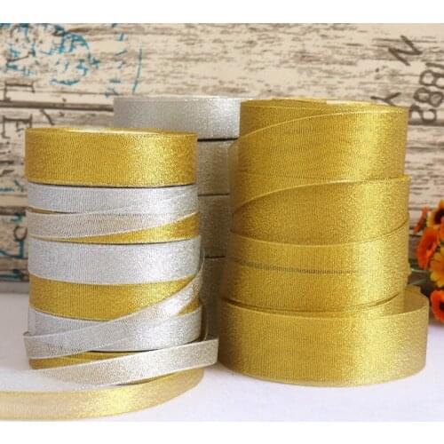 25Yards/roll DIY Material Silver Gold Glitter Silk Satin Party Home Wedding Decoration Gift Wrapping Christmas Halloween