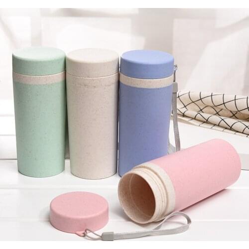 300ml Kitchen Wheat Fiber Straw Cup Double Insulated Gift Mug Portable Travel Mug Coffee Winter Thermos Cup Water Bottles
